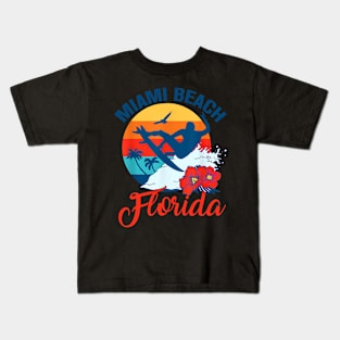 Miami Florida Beach Surf Summer Vacation Kids T-Shirt